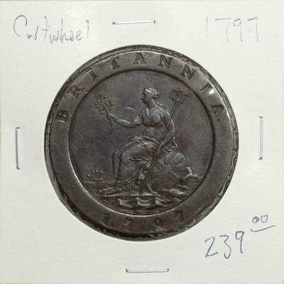 1797 Great Britain Britannia Cartwheel Penny George III XF Extra Fine Brown