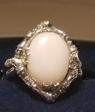 Large Pink Opal Ring, Sterling Silver 925, Size 10