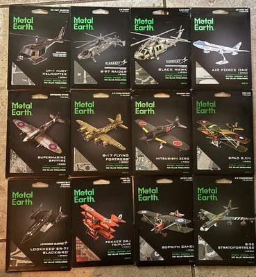 Metal Earth 3d model kits - 12 total kits - AVIATION  DIY 3d Metal model