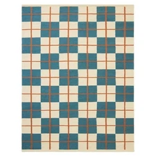 Antique Swedish Rug Blue Vintage Kilim Handmade Flat weave Boho Large Area Rug