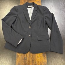 Calvin Klein Women's Black Two Button Blazer Jacket Notch Lapel Size 10 Career