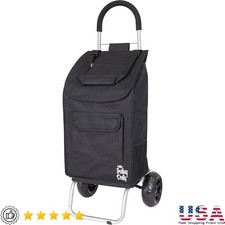 Folding Trolley Dolly Cart Portable Shopping Utility Cart W/ Heavy Duty Wheels