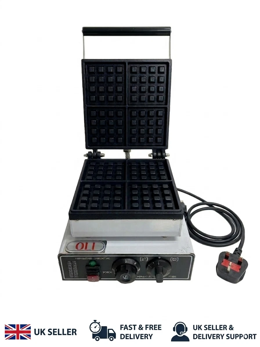 Commercial Square Waffle Maker Machine 1800W Electric Nonstick Iron Catering