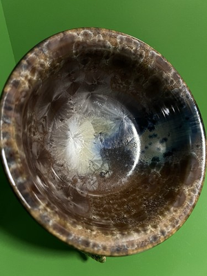 #ad #ad Artist Bill Campbell Signed Handmade Crystalline Glaze Pottery Bowl BrownBlue 6” $59.00