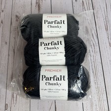 NEW Premier Parfait Chunky Yarn 3.5 oz - Lot of 3 Skeins Black 1150-10 NWT