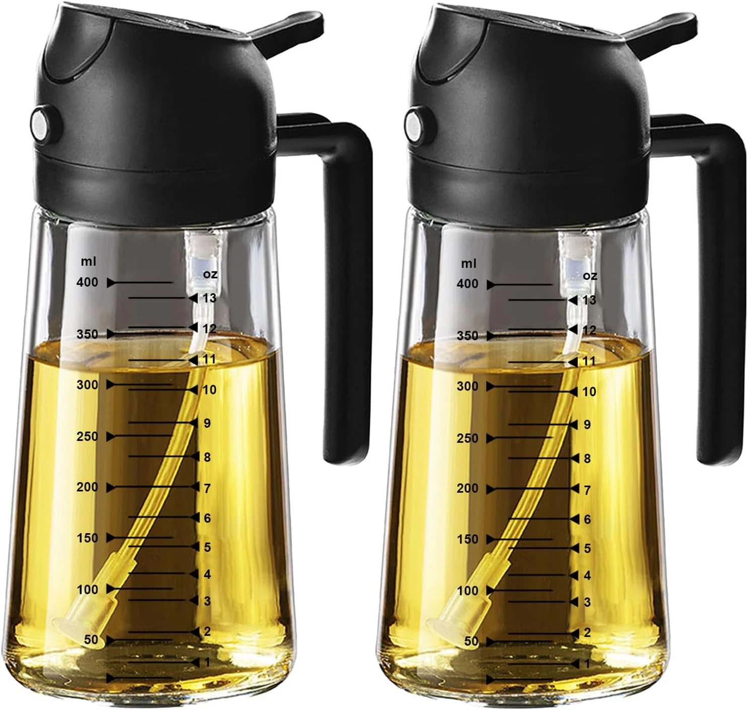 Trendplain 16Oz/470Ml Glass Olive Oil Sprayer for Cooking – 2 in 1 Olive Oil Dis