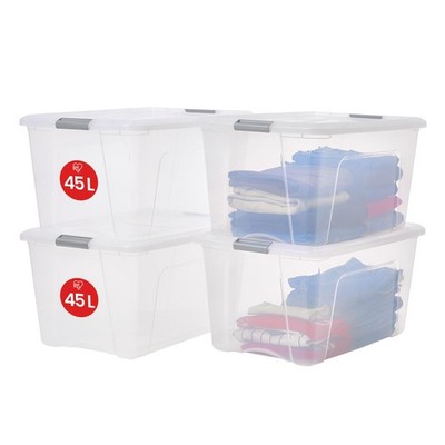 Iris Ohyama, Aufbewahrungsboxen, Deckel mit Verschluss, 45 l, 4 Stück