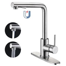 Kitchen Faucets,Brushed Nickel Kitchen Faucet with Pull Down Sprayer,Stainles...