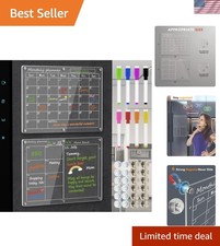 Magnetic Acrylic Calendar for Fridge,2 Pack 11"x15" Clear Fridge Calendar Dry...