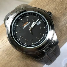 Timex Expedition Men Dress Indiglo Date Brown Leather Quartz Analog Watch 7 1/2"