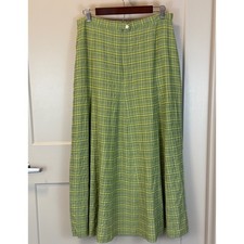 Rare Vintage Oilily Plaid A-Line Maxi Length Skirt Sage Green Fully Lined 44/ 12