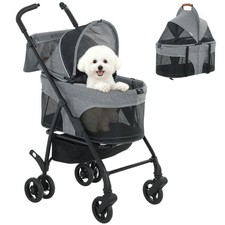 Image of PawHut Foldable Pet Stroller, Dog Cat Stroller with Detachable Carrier