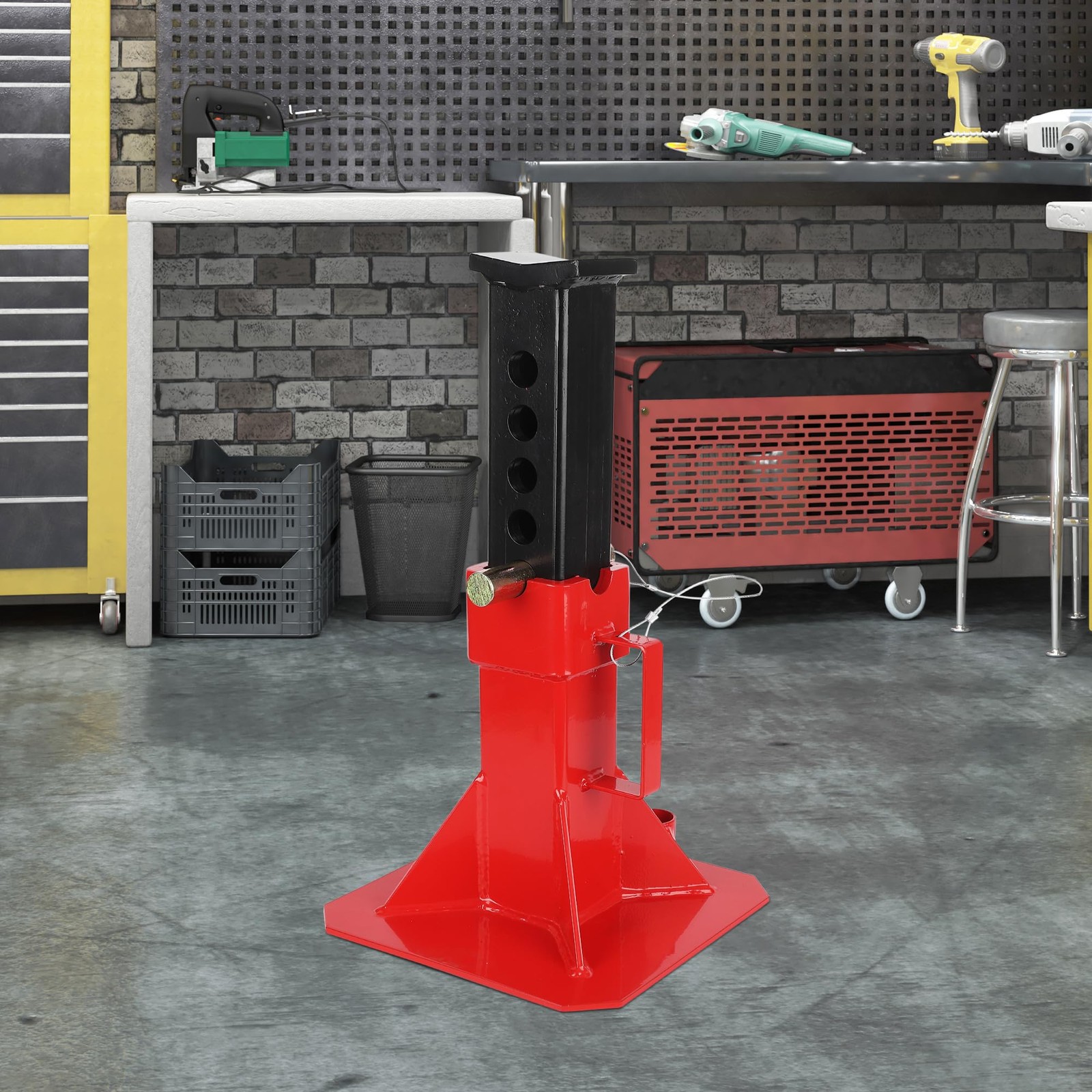 1 Pair 22 Ton Heavy Duty Pin Type Professional Car Jack Stand with Lock, Red