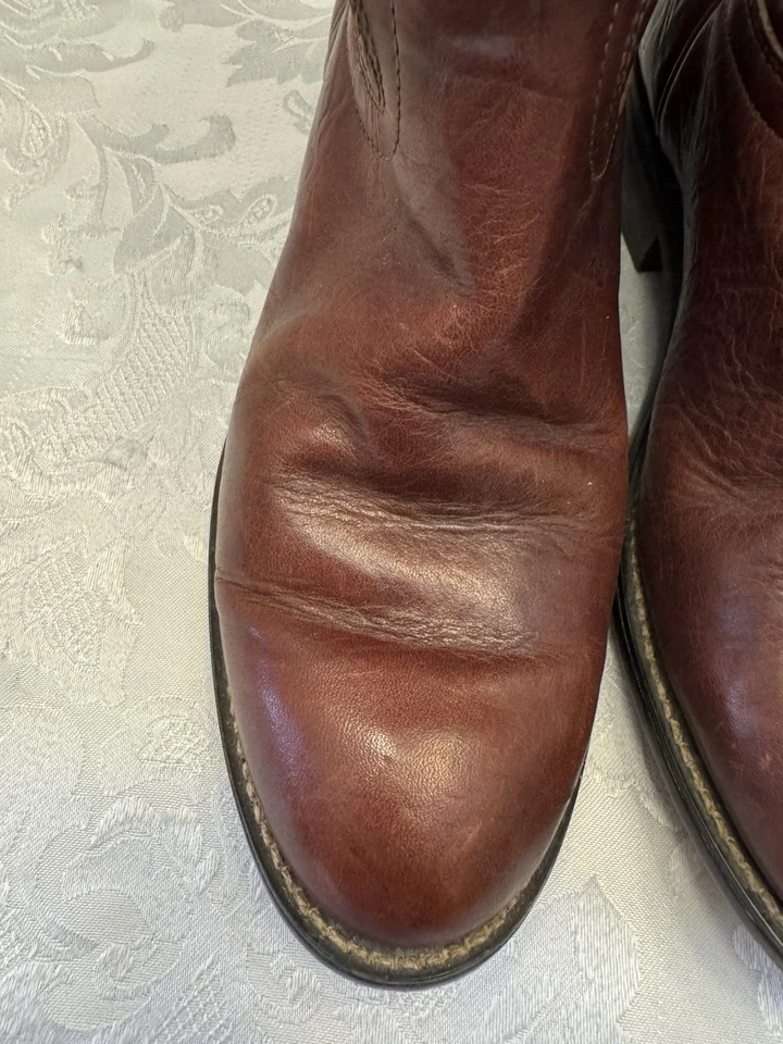 Botas de Vaquero Justin Junior Niños Talla 2D Redwood Roper Cuero Western Vintage Foto 3 de 4