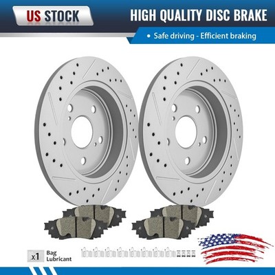 Rear Drilled Brake Rotors + Pads Kits for Toyota RAV4 2019-2025 Venza 2021-2024