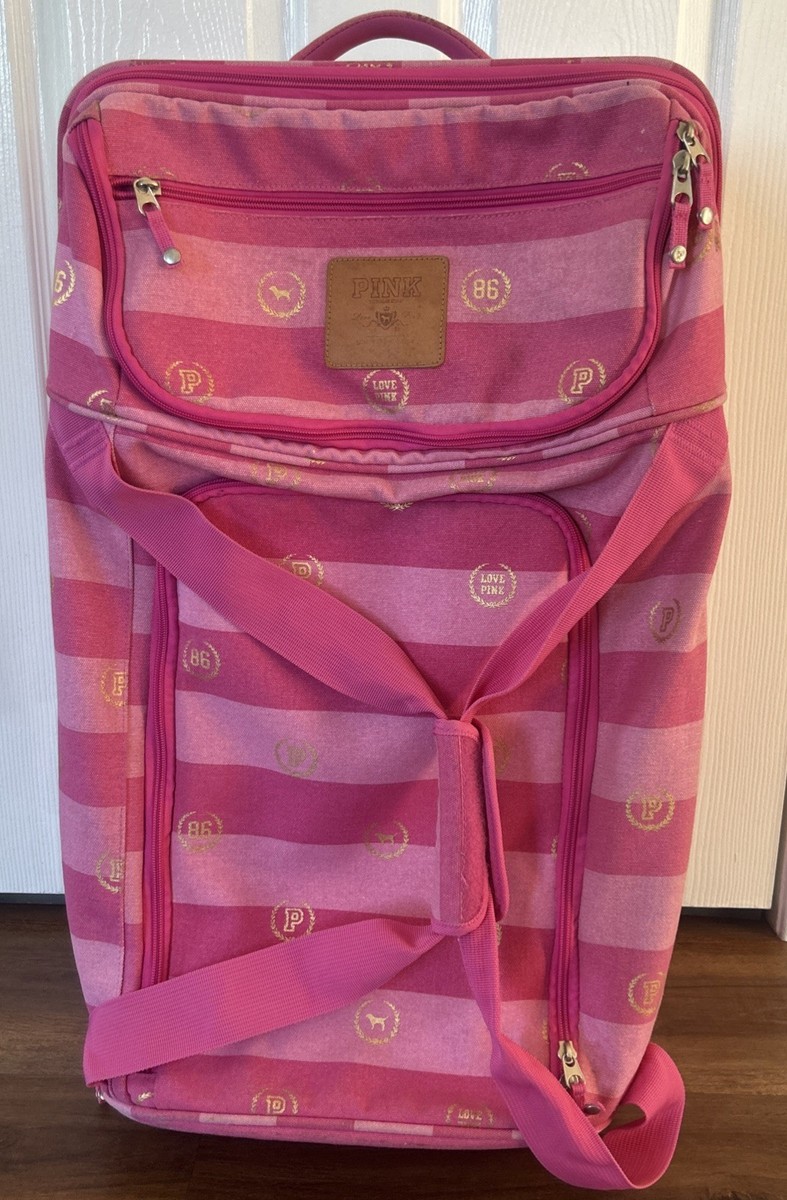 Victoria's Secret Love Pink 86 Logo Canvas Rolling Duffle Bag