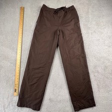 Athleisure Lined Joggers Track Pants Women Small Brown White Stripe Mesh