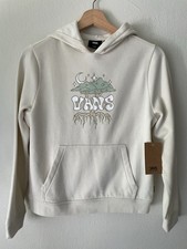 VANS Off the Wall YOUTH Cream Graphic Print Hoodie size L Skate Streetwear