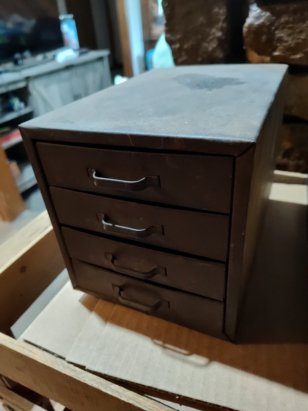 Vintage Metal Industrial Small Parts 4 Drawer Storage Organizer Cabinet
