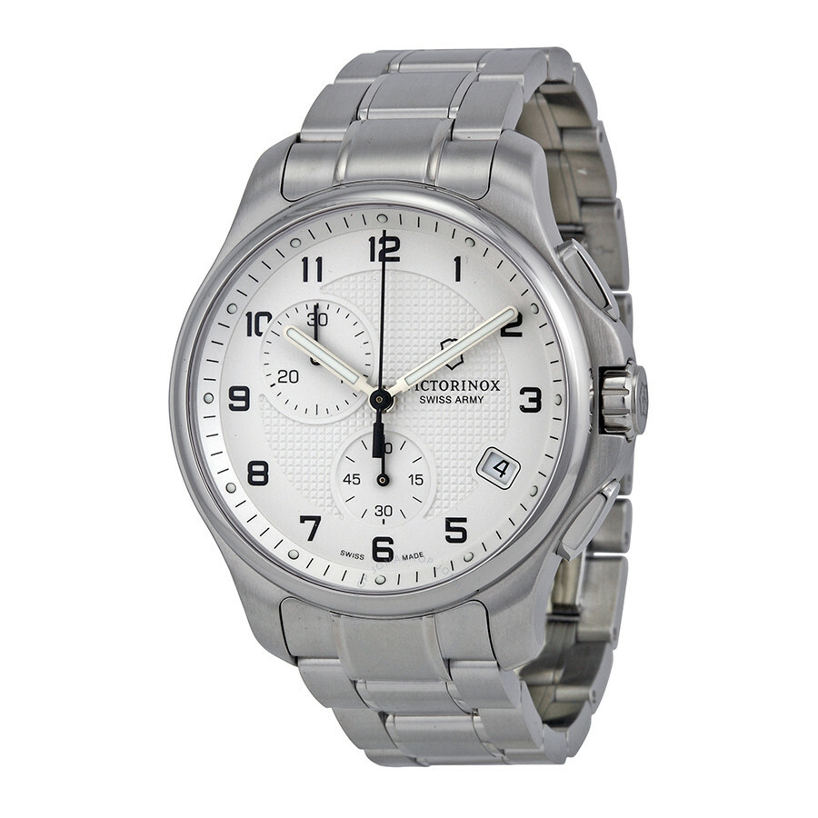 NEW Victorinox 241554.1 Chronograph Silver-Tone Watch Set