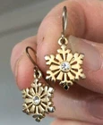 vintage SIGNED costume jewelry earrings pierced - gold-tone snowflake rhineston