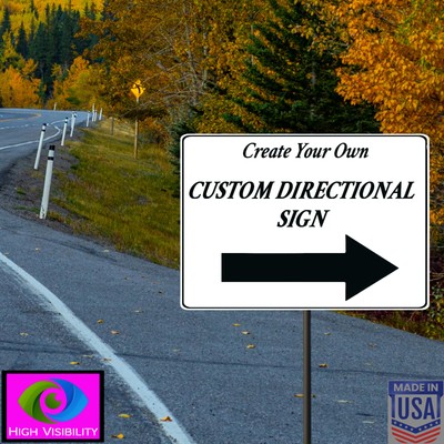 Custom Personalized Arrow (R) 24''x16''  Impact-Resistant PVC Sign, White - USA