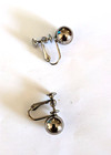 Set 60s Necklace Earrings Vintage 23” Silver Tone Strand Ball Bead Korea Pat. — photo 6