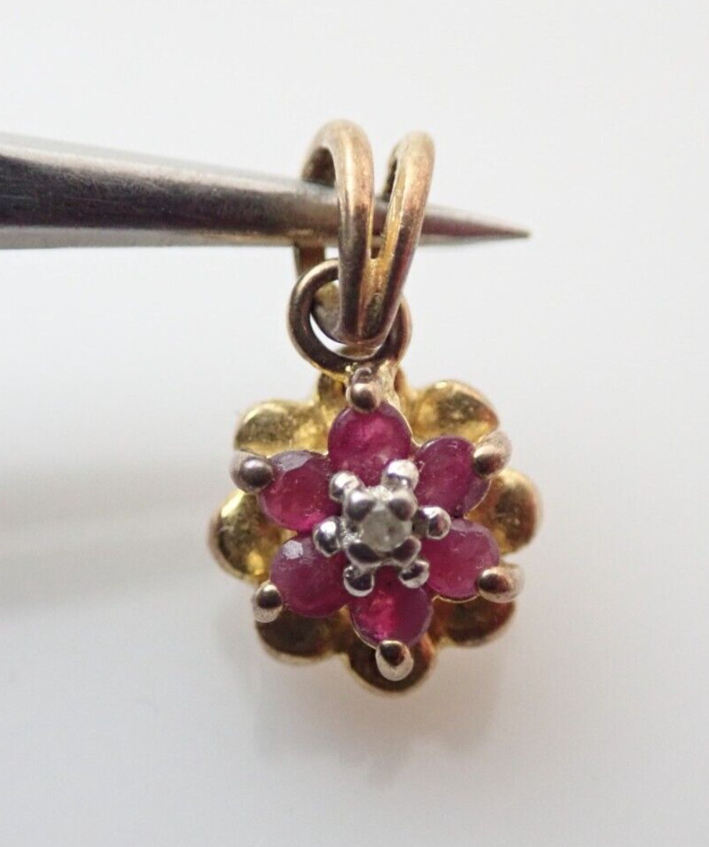 Ross Simons Signed Ruby Diamond Flower Sterling S… - image 1