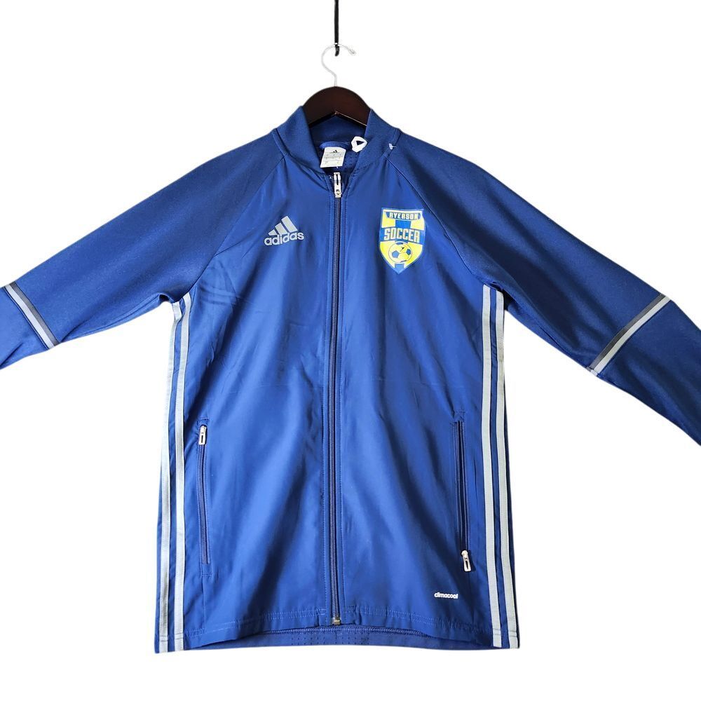 Adidas Everson Team Soccer Full Zip Track Jacket Athletic Warm Up Blue