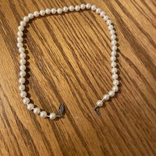 Elegant 8mm Faux White Pearl Necklace 18 Inch - with Silver Plated Clasp