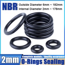 Nitrile Rubber NBR O-Rings Seals, Cross Section 2mm, ID 2mm 178mm O Ring Sealing