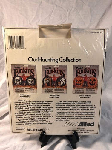 VTG RARE 1990's Halloween Funkins Decoration Black Dracula Skull 3 ft tall Bags - Picture 2 of 3