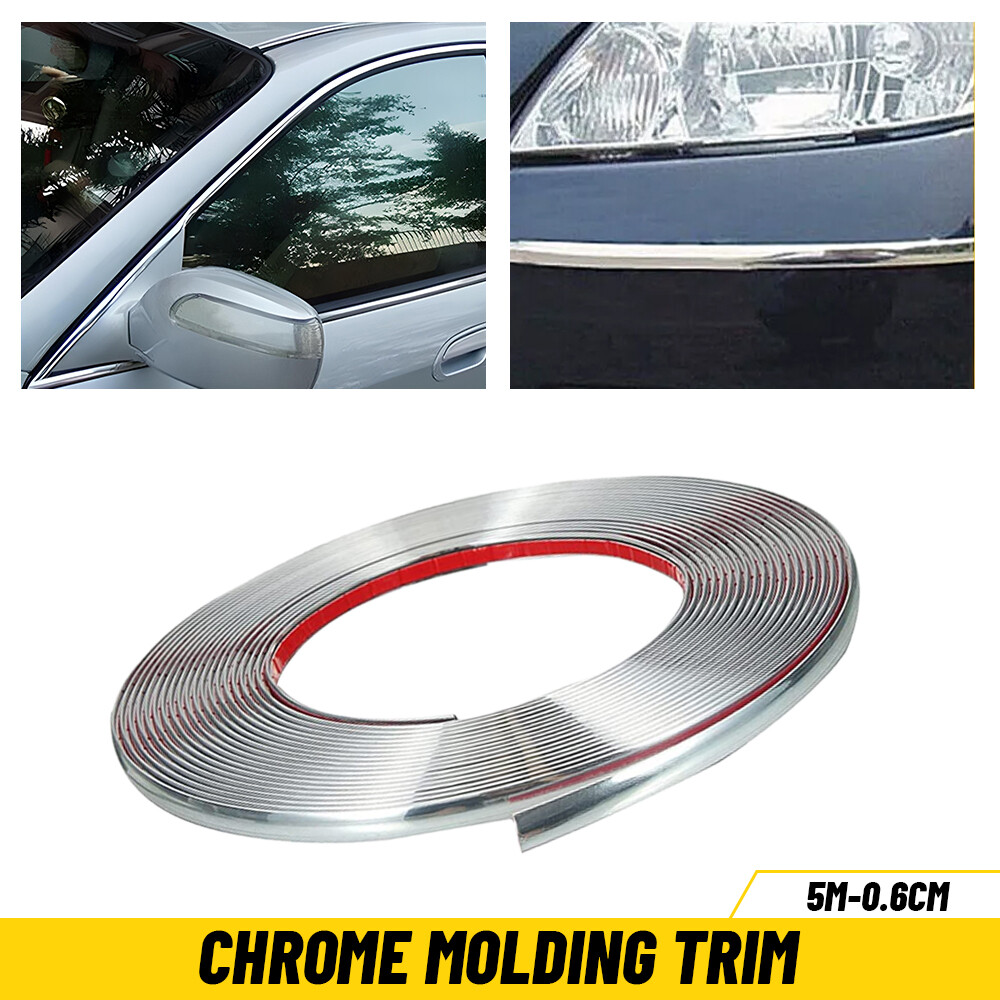 5M Car Chrome DIY Moulding Trim Strip For Body Grille Windows Door Bumper 0.6cm
