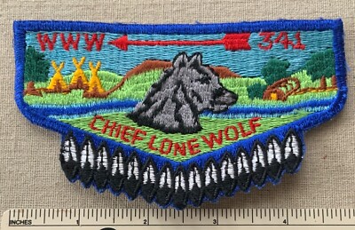 Vintage 1960s OA LODGE 341 CHIEF LONE WOLF Flap PATCH Adobe Walls Area Council