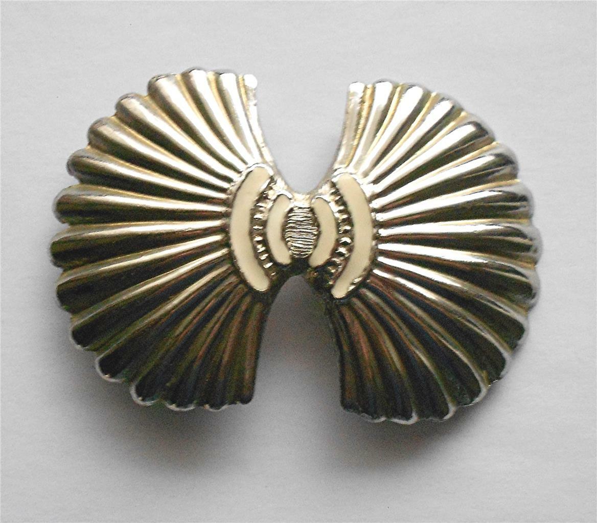 Boucle De Ceinture Vintage Silvertone - Forme Coquillage - Argenté - Occasion