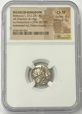 Seleucid Kingdom Seleucid I 312-281BC Silver Drachm NGC CHXF After Alexander III