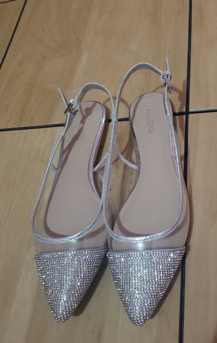 Aldo Women's Shoe Karowara Flats Slingback With Buckle silver