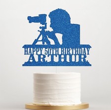 Personalised Glitter Male Photography Camera Cake Topper Photographers Birthday