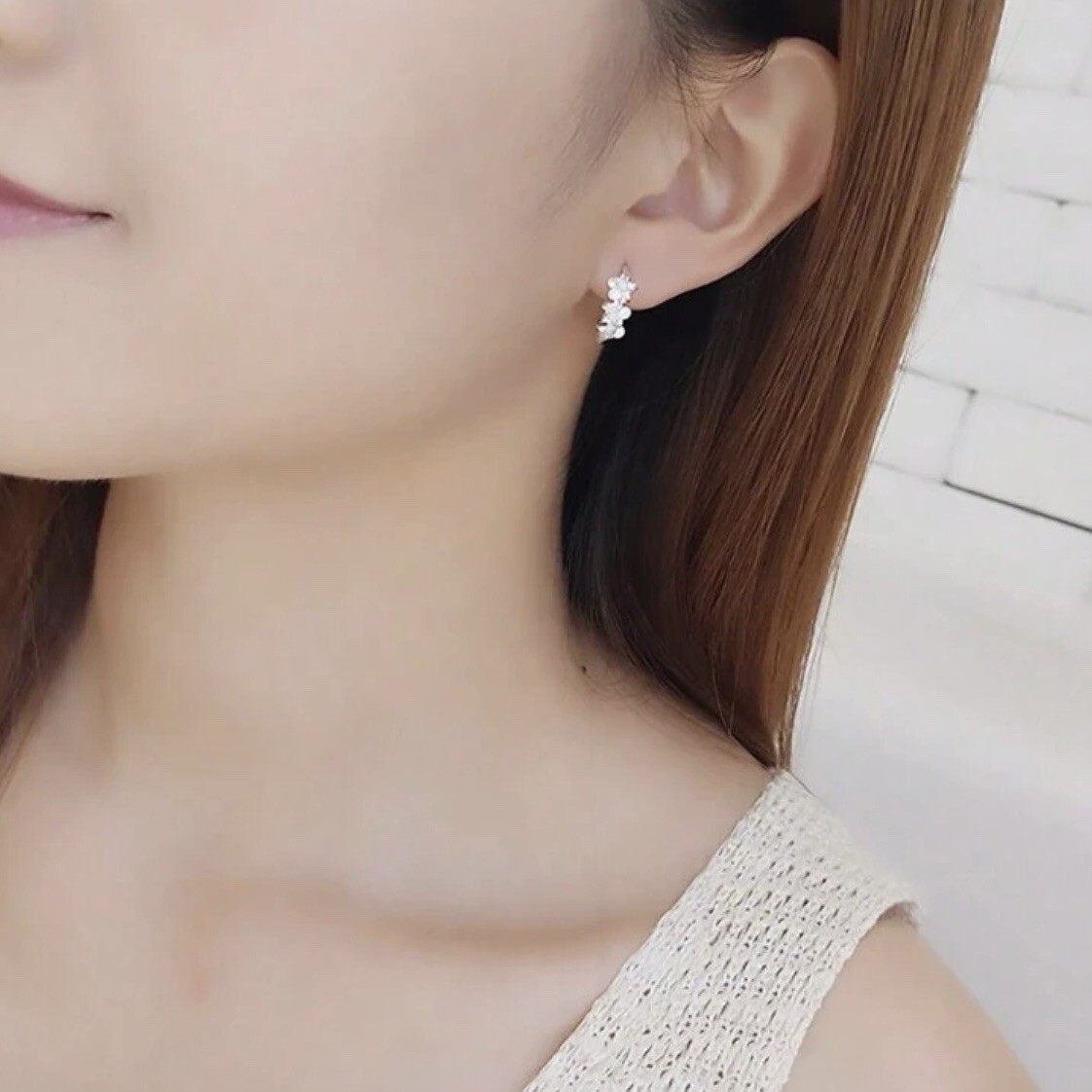 Vetro Gioielli 925 Argento Sterling Orecchini Rosa Fiore - Foto 8