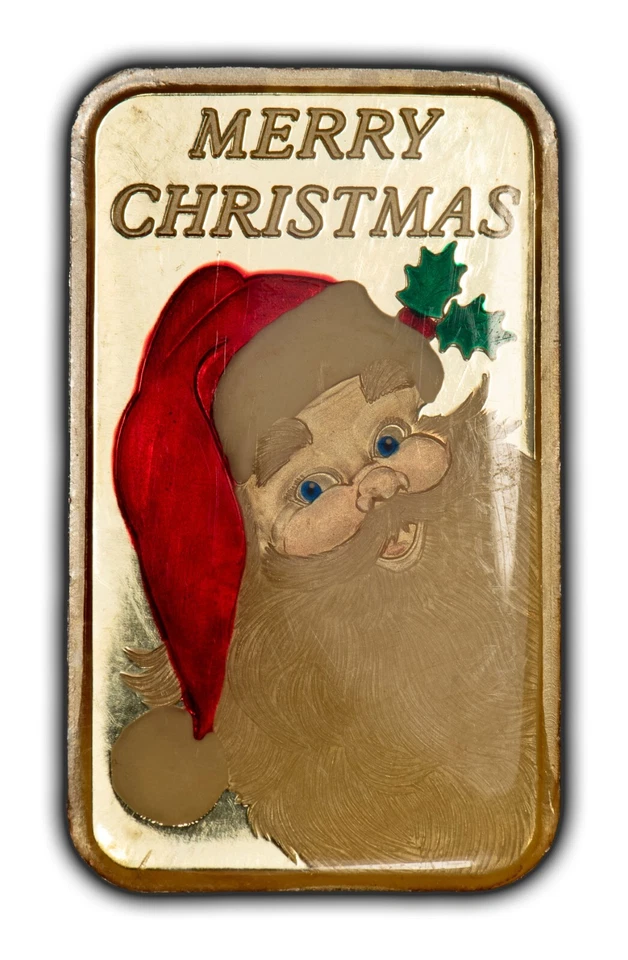 5 oz Silver Art Bar - Enameled Santa Claus Christmas Bells 2014 - SKU-F8665 - Image 2 of 4