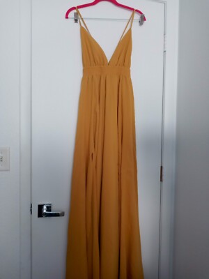 Fashion Nova River Flow Maxi Dress Mustard Size S Fashion Nova River Flow Maxi Dress Mustard Size S