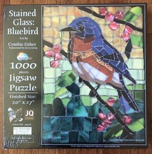 SunsOut 1000 Piece Puzzle - Stained Glass: Bluebird - NEW