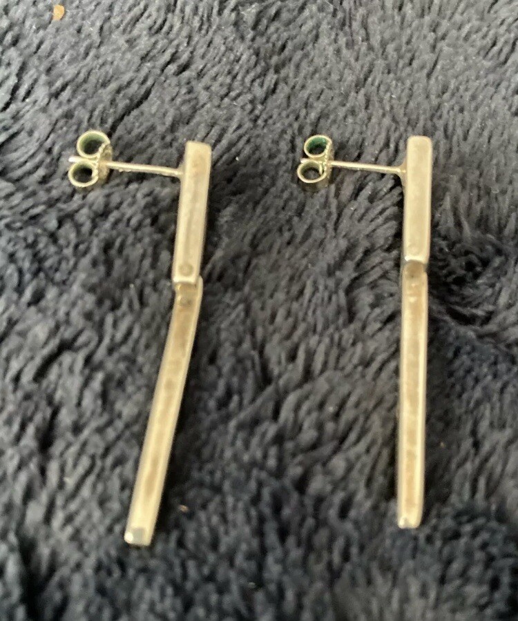 925 Solid Sterling Silver contemporary Dangling e… - image 4