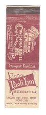 CONESTOGA MILL BRYN MAWR PAOLI INN PAOLI PA Vintage Matchbook Cover DA3-5