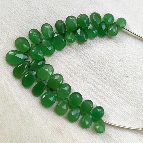 Cuarzo Aventurina Verde Natural 8x6 a 11x7 mm Tamaño Facetado Pera Briolette 4.5" - Imagen 6 de 10