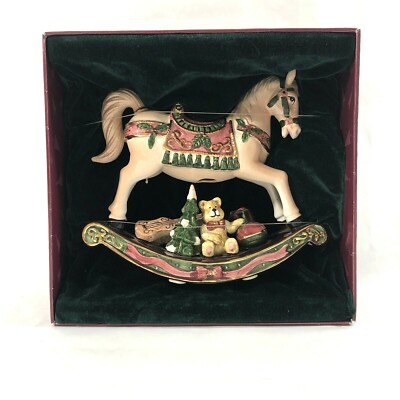 Christmas Carousel Rocking Horse Figurine Ceramic Classic Traditions 9'' NEW