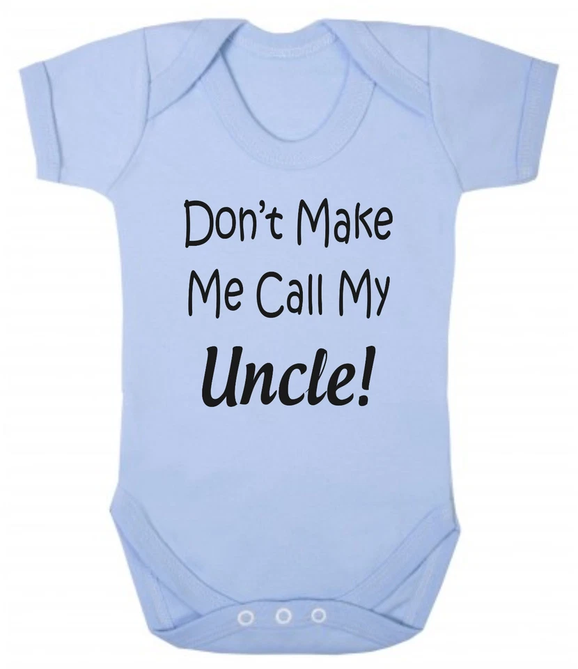 CLICK MY CLOBBER Don't Make Me Call My Uncle Blue Pink Cotton Bodysuit Baby Present Niece Nephew