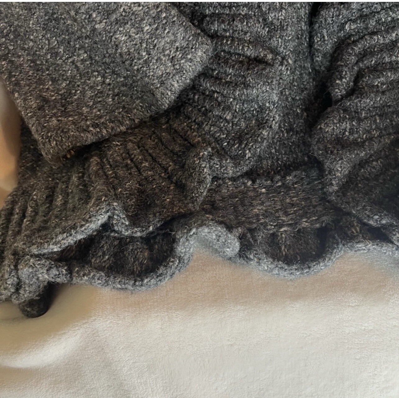 Ruby Rd. Cropped Gray comfy  Ruffled Boho Sweater… - image 5