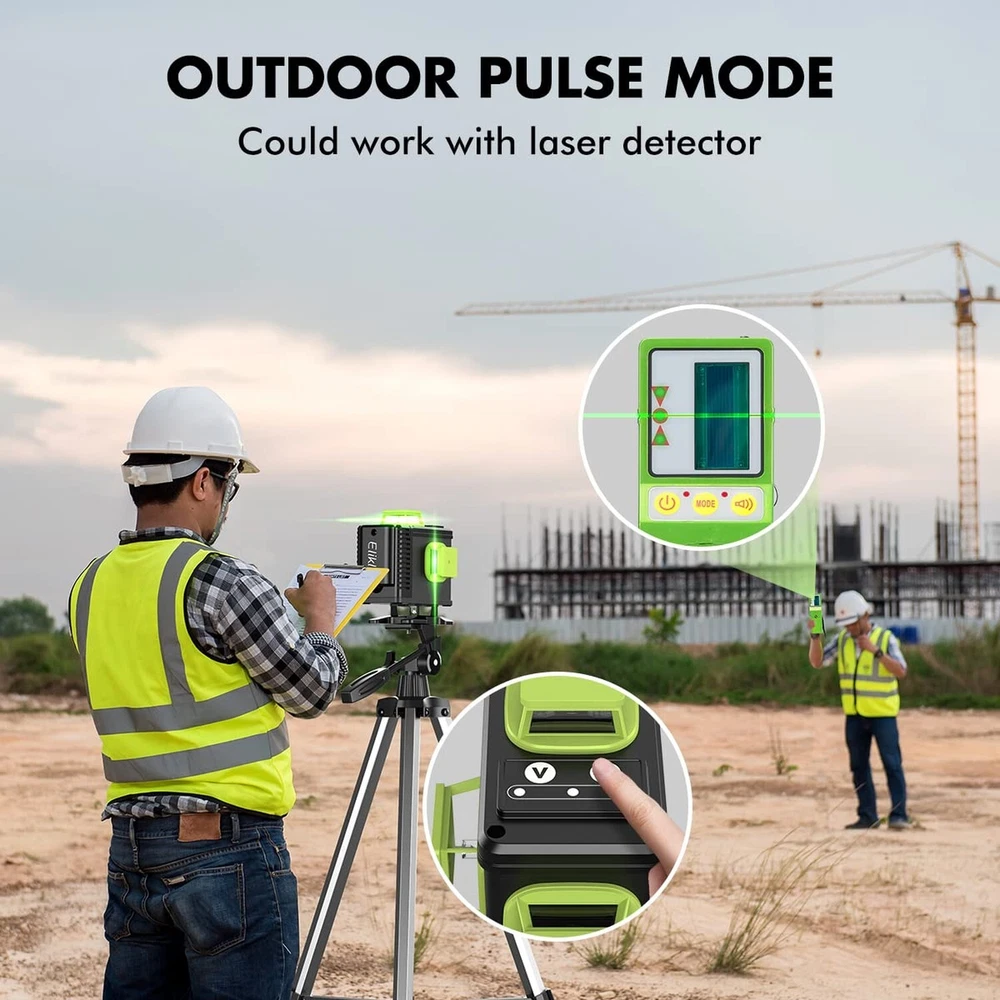 Laser Level Self Leveling - Elikliv Outdoor Robust Indoors 4D Green Cross Lin...