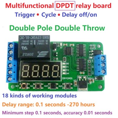 5 PCS DC 12V DPDT Relay Board Delay Relay Time Switch Turn on/off PLC